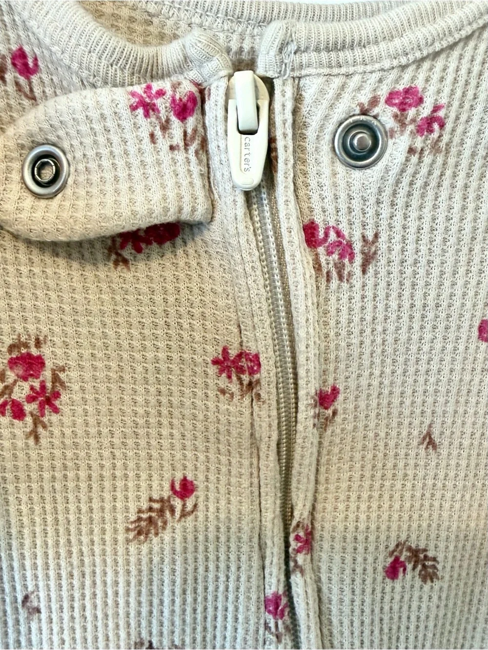 Cream Floral Footed One-Piece for Baby Girls